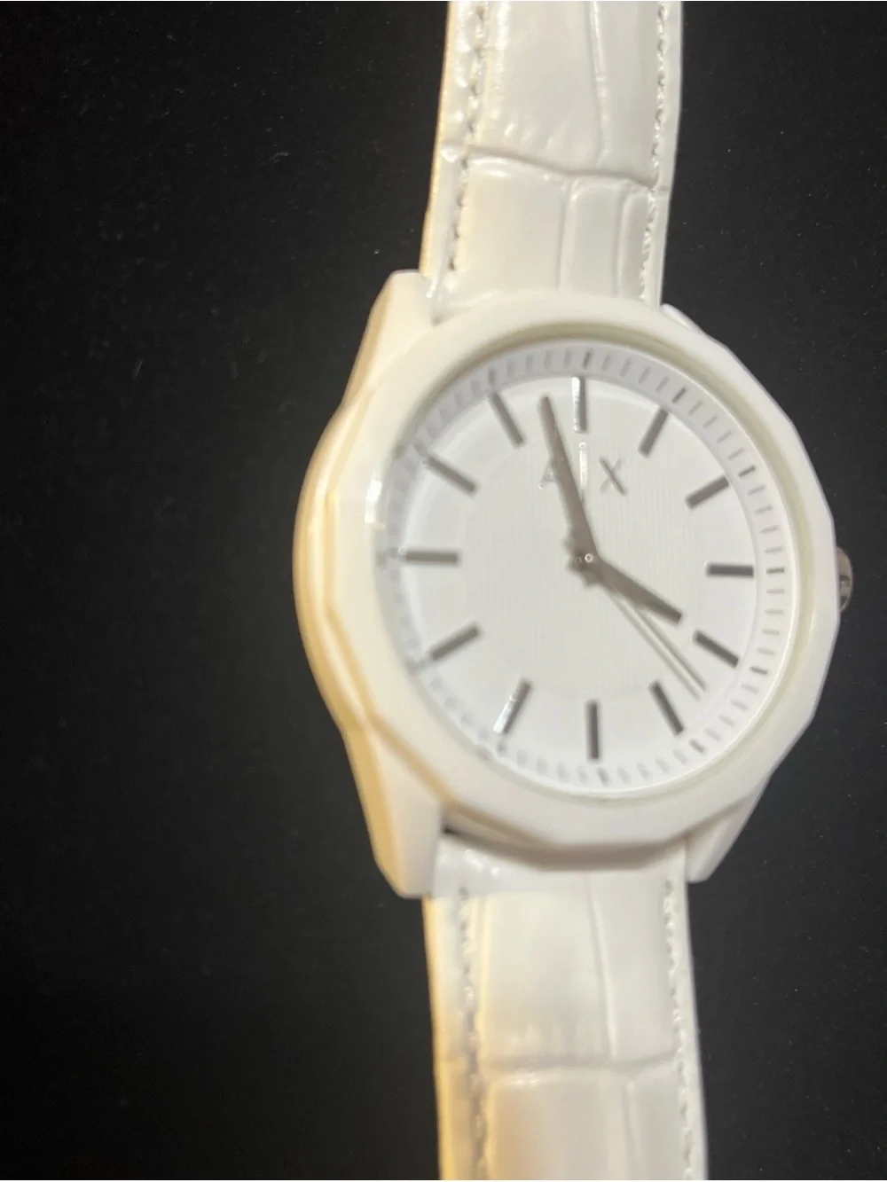 Emporio Armani White Analog Watch with Silver Markers